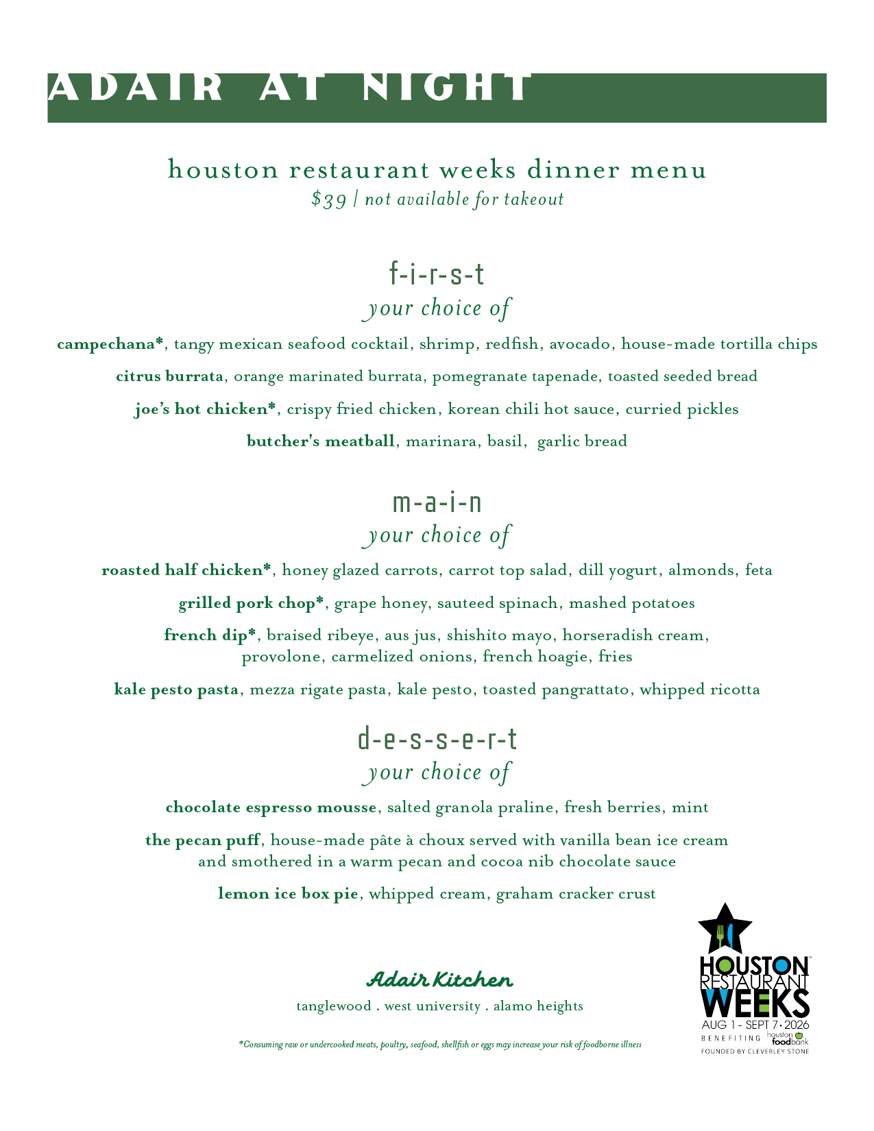 Restaurant menu item